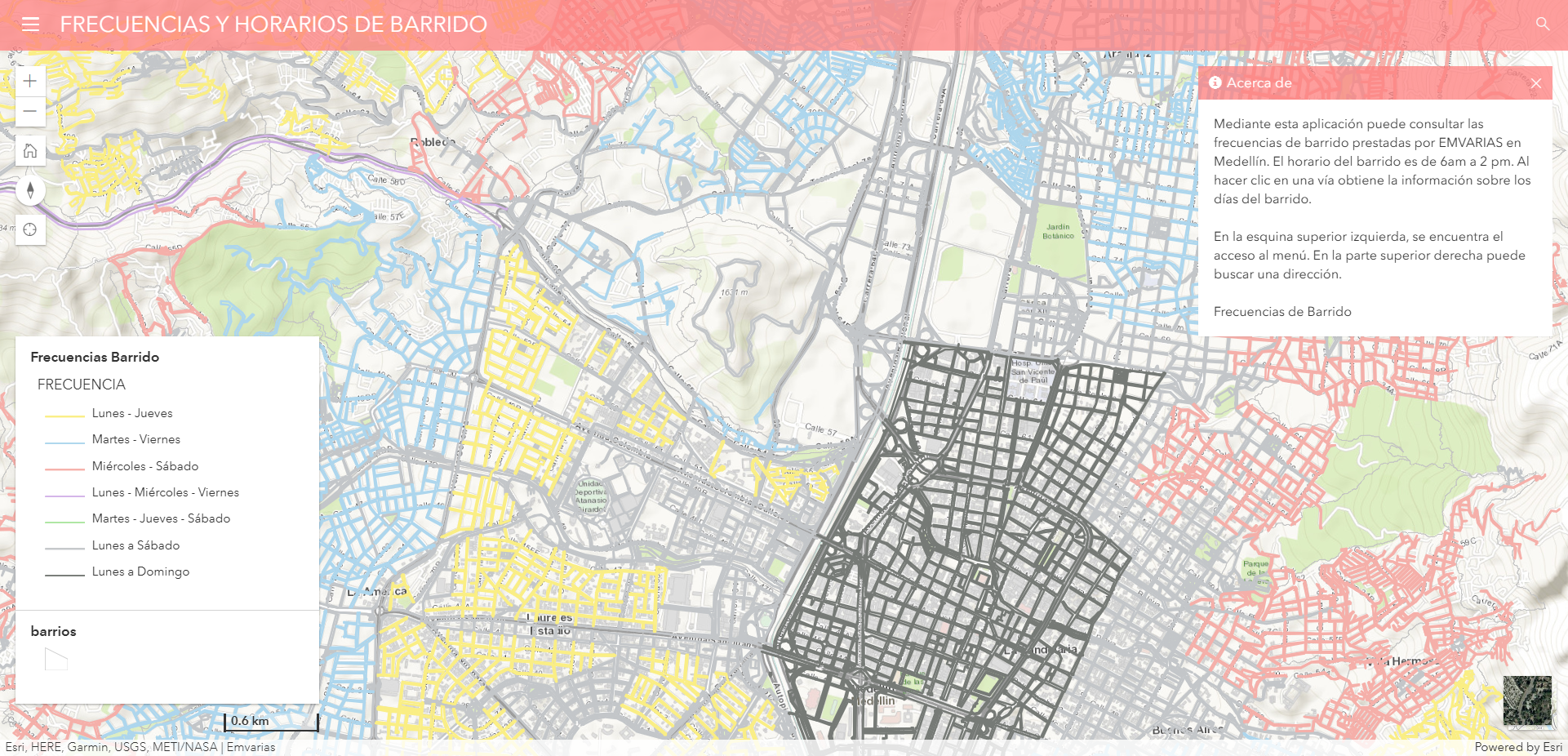 Frecuencia y horario de barrido